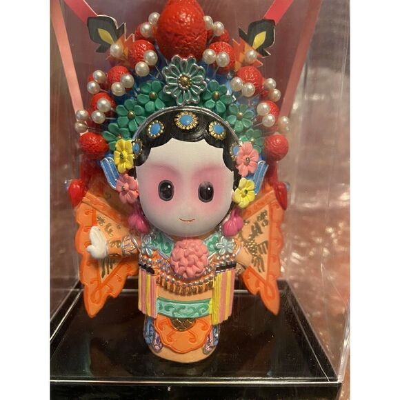 Hua Mulan Doll in Plexiglass Box Oriental Porcelain 3D Art Hand Painted Figurine - Picture 1 of 14